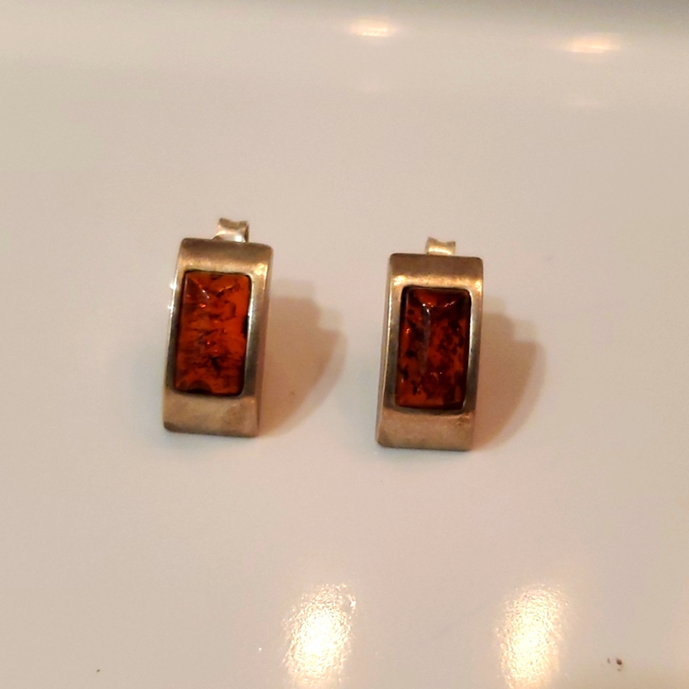 Sterling silver amber studs from Poland